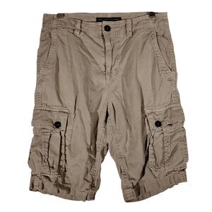 American Eagle vintage cargo shorts mens 30 beige longer length cotton Y2K